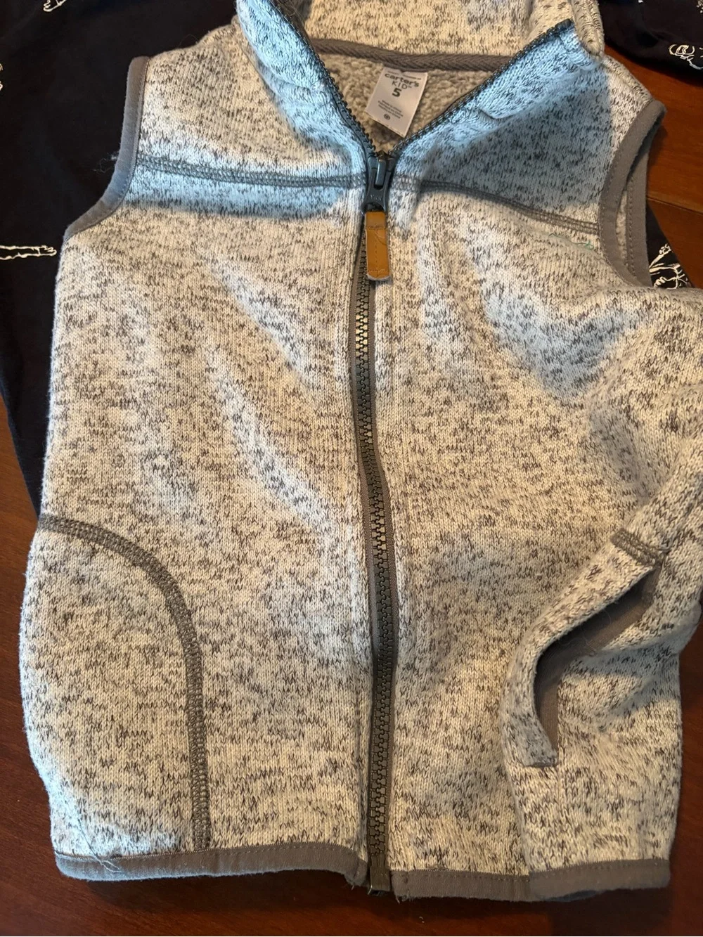 Carter's Black Snow Board Long Sleeve Top 4/5 & Gray Zip Vest 5 Set for Kids